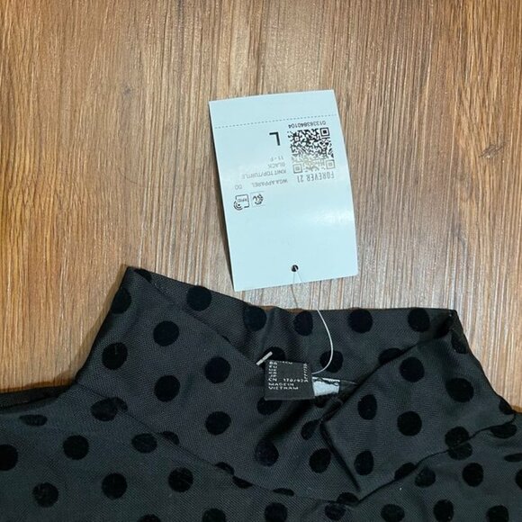 Forever 21 Mesh Polka Dot Mock Neck Sheer Top Black Large NWT - Picture 2 of 13